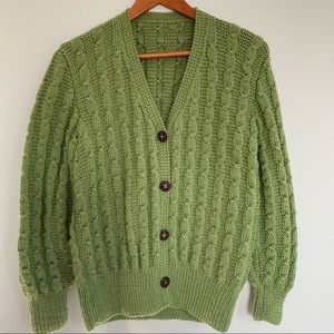 Vintage  Chunky Handmade Green Cardigan size Small